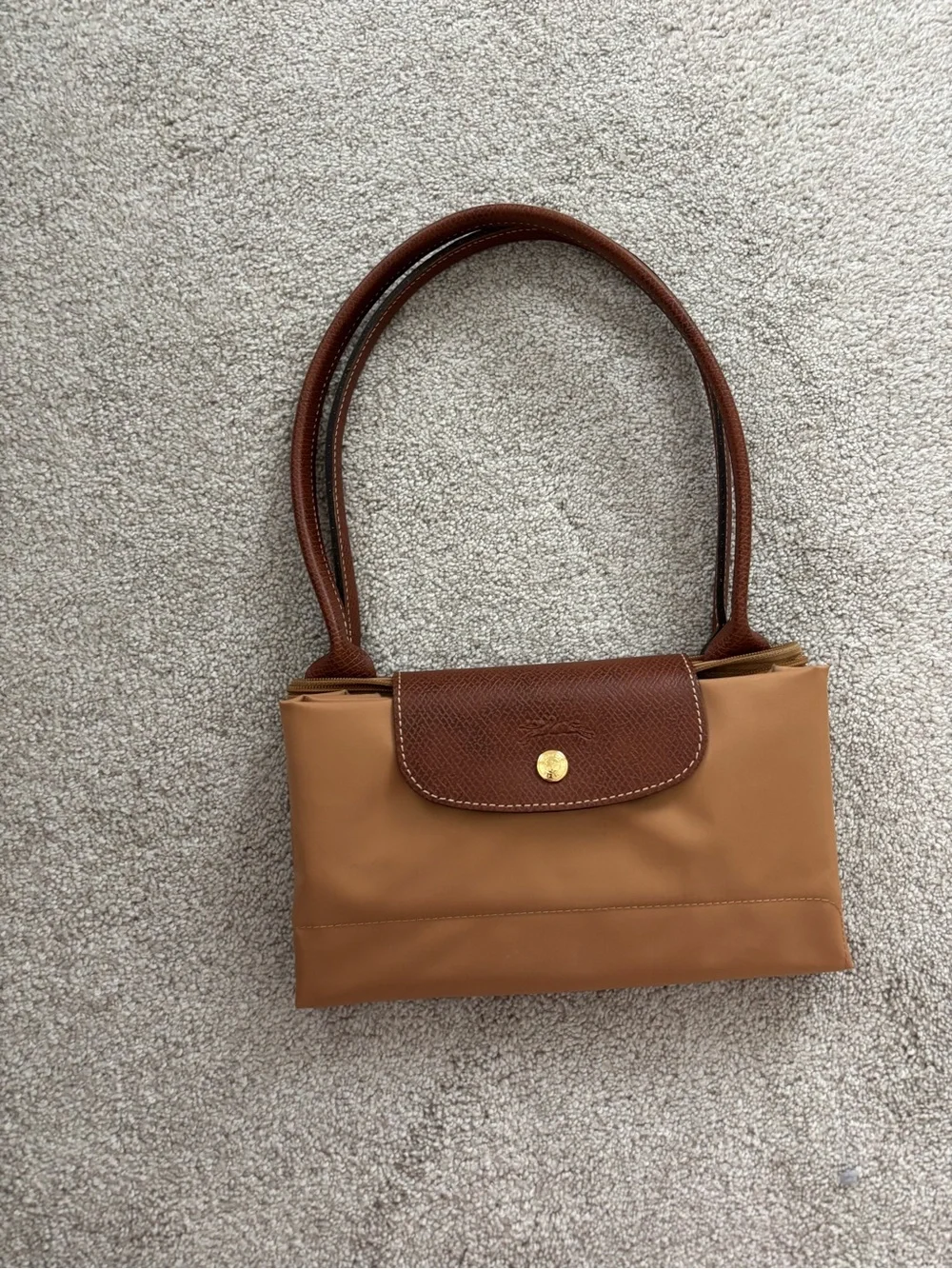 Longchamp Large Tote in Tan with Brown Trim